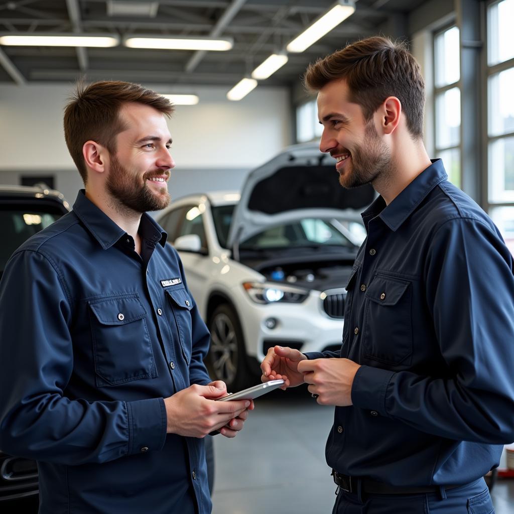 Individuelle Kundenberatung in der Autowerkstatt Leverkusen