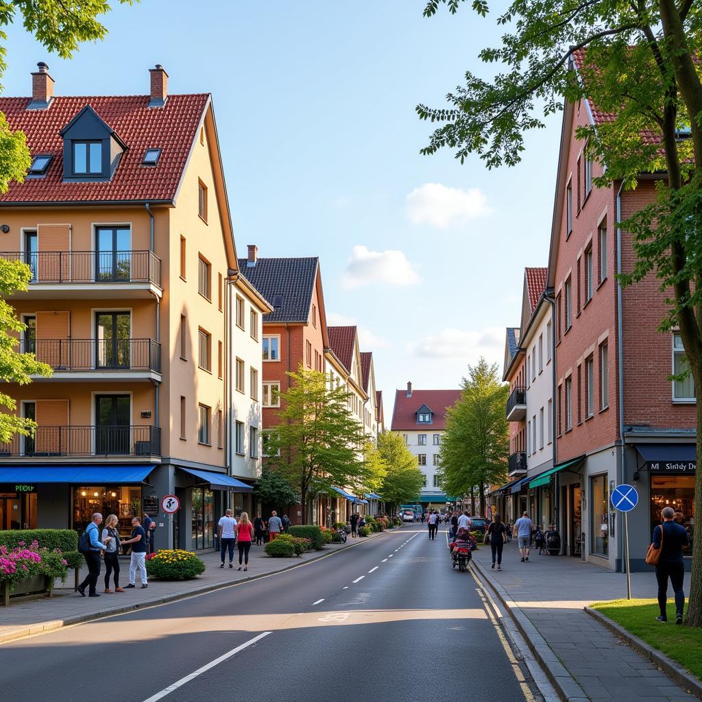 Lebendige Straße in Leverkusen-Rheindorf