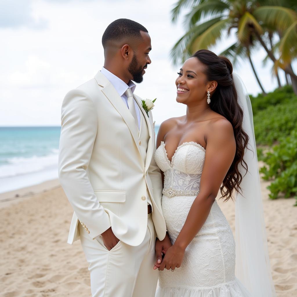 Leon Bailey und Stephanie Hope am Tag ihrer Hochzeit