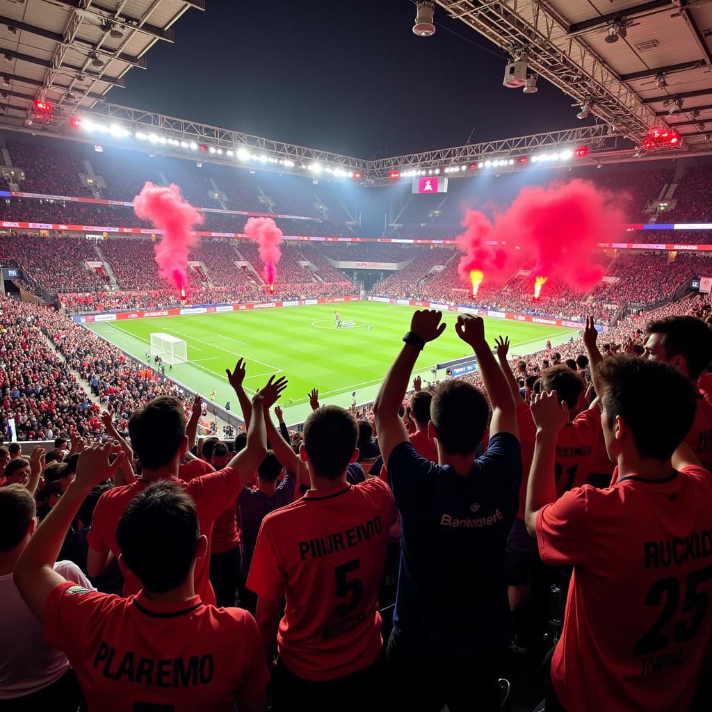 Leverkusen und Atalanta Bergamo Fans im Stadion