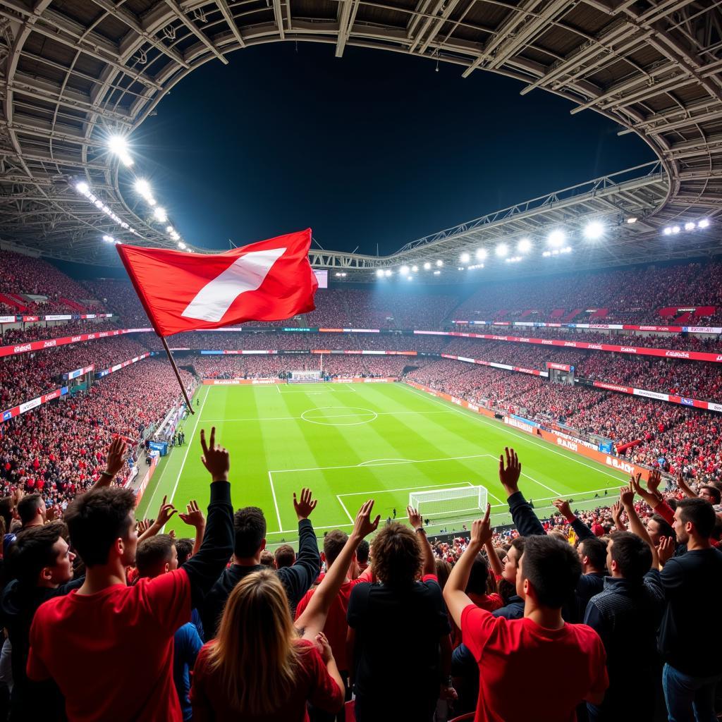 Fans von Leverkusen und Atalanta im Stadion