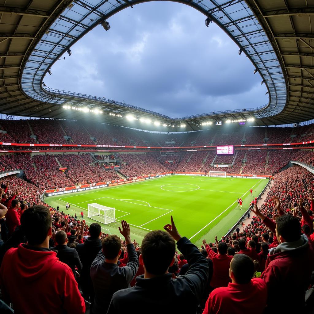 Fans von Leverkusen und Bremen im Stadion