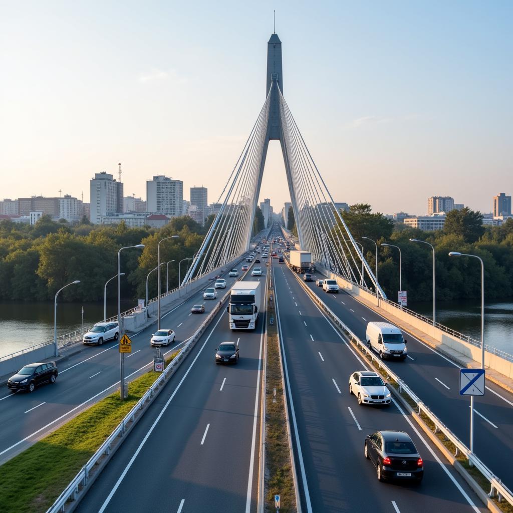 Verkehr auf der Leverkusener Brücke