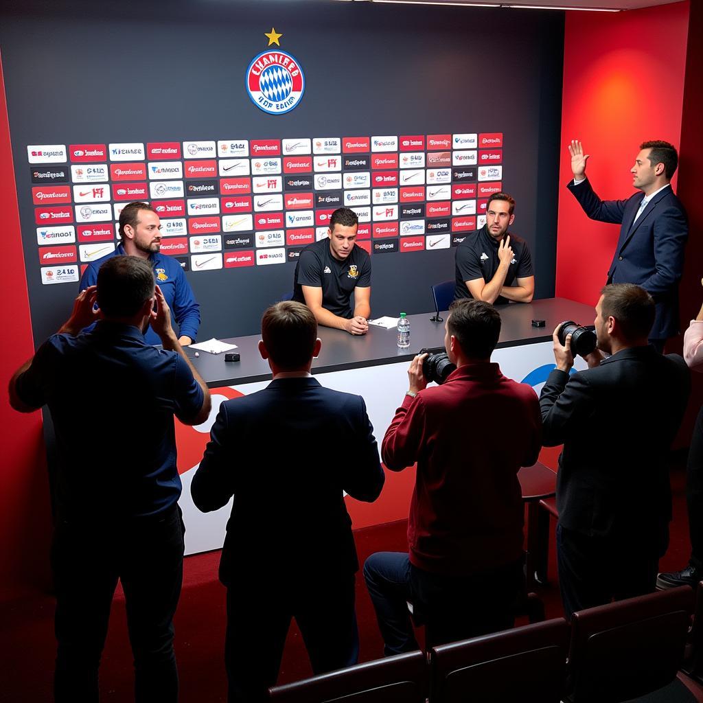 Pressekonferenz von Bayer 04 Leverkusen vor einem Champions-League-Spiel