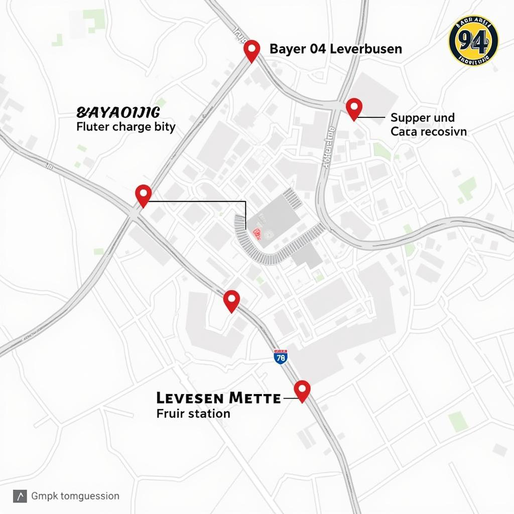 Map of Leverkusen highlighting key locations