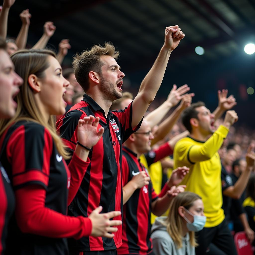 Leverkusen und Dortmund Fans im Stadion