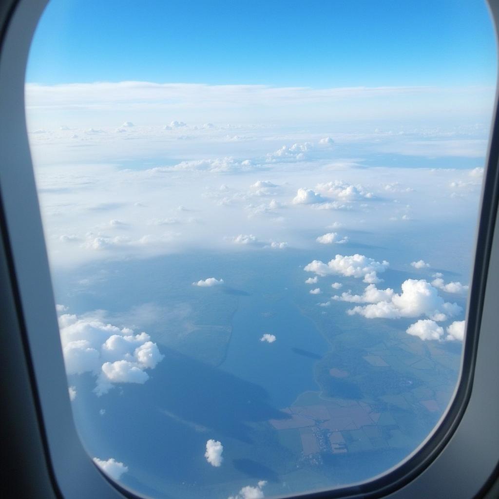 Panoramablick aus dem Flugzeug auf die Strecke Leverkusen-Dublin