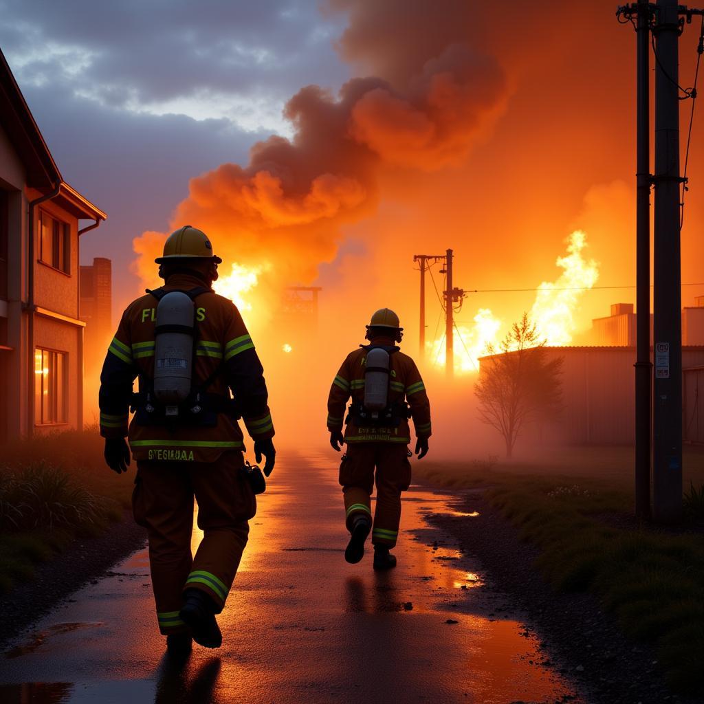 Feuerwehr Leverkusen im Einsatz beim Brand im Chempark