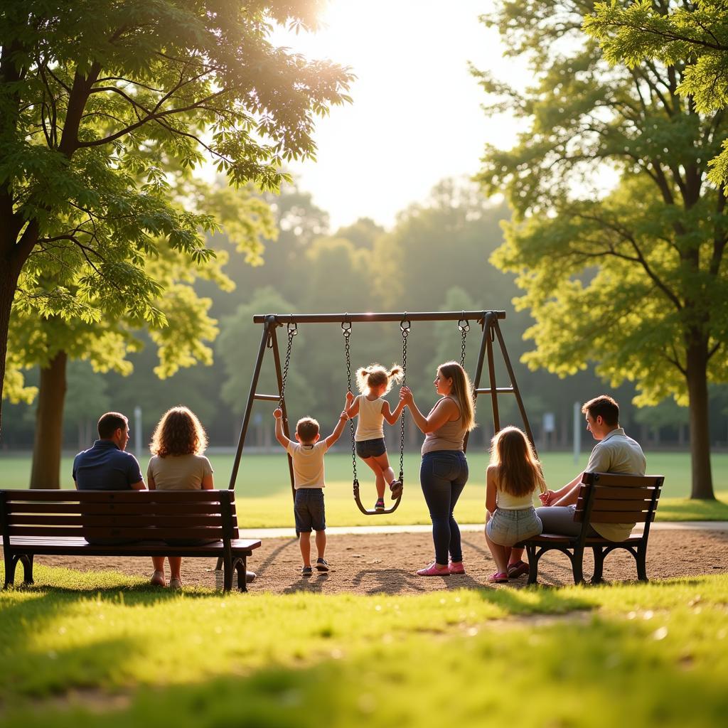 Familien im Park in Leverkusen