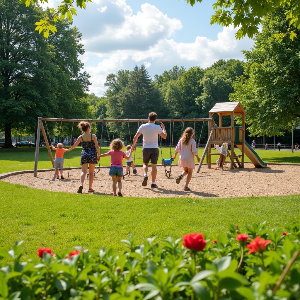 Familien beim Spielen im Park