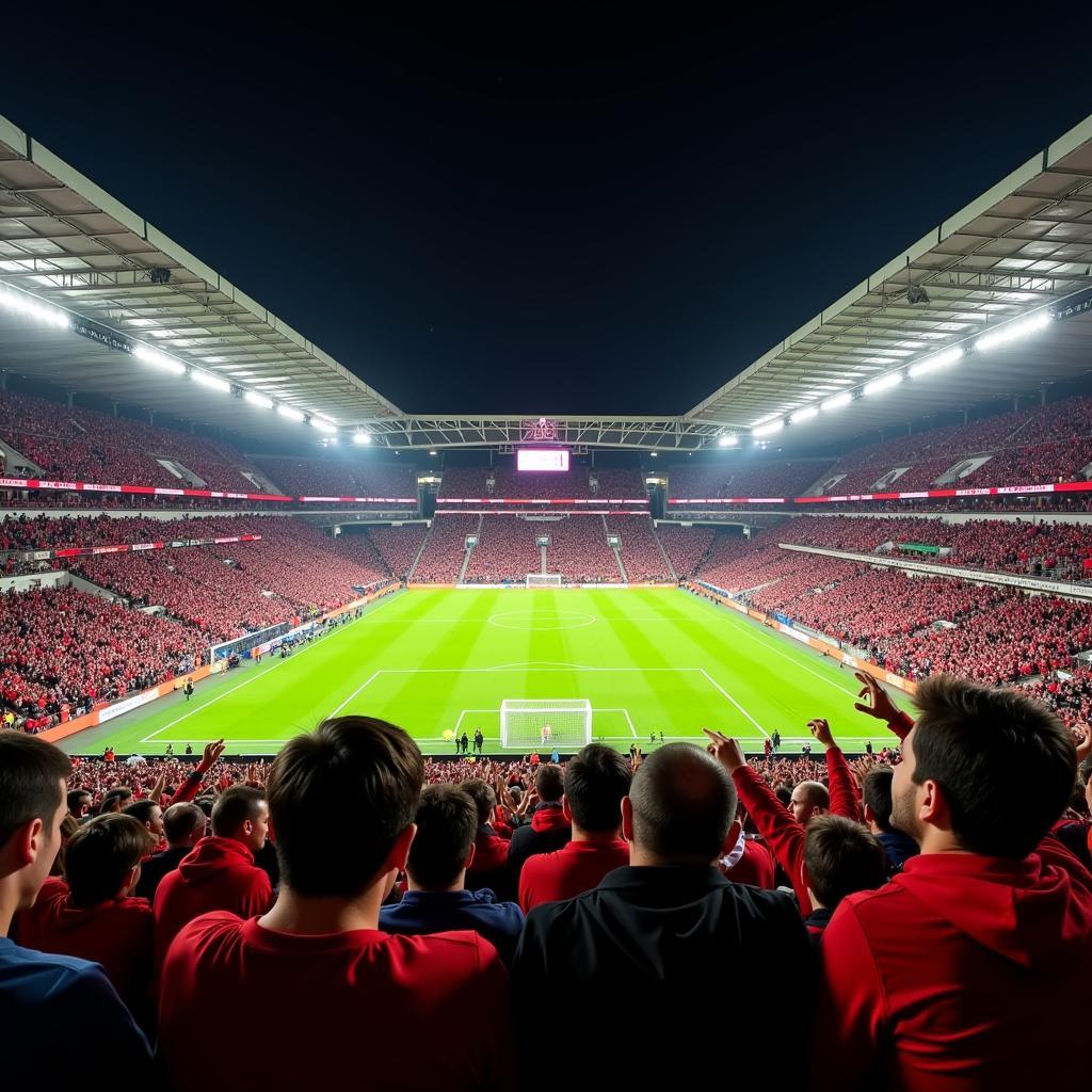 Fans von Bayer 04 Leverkusen in der BayArena