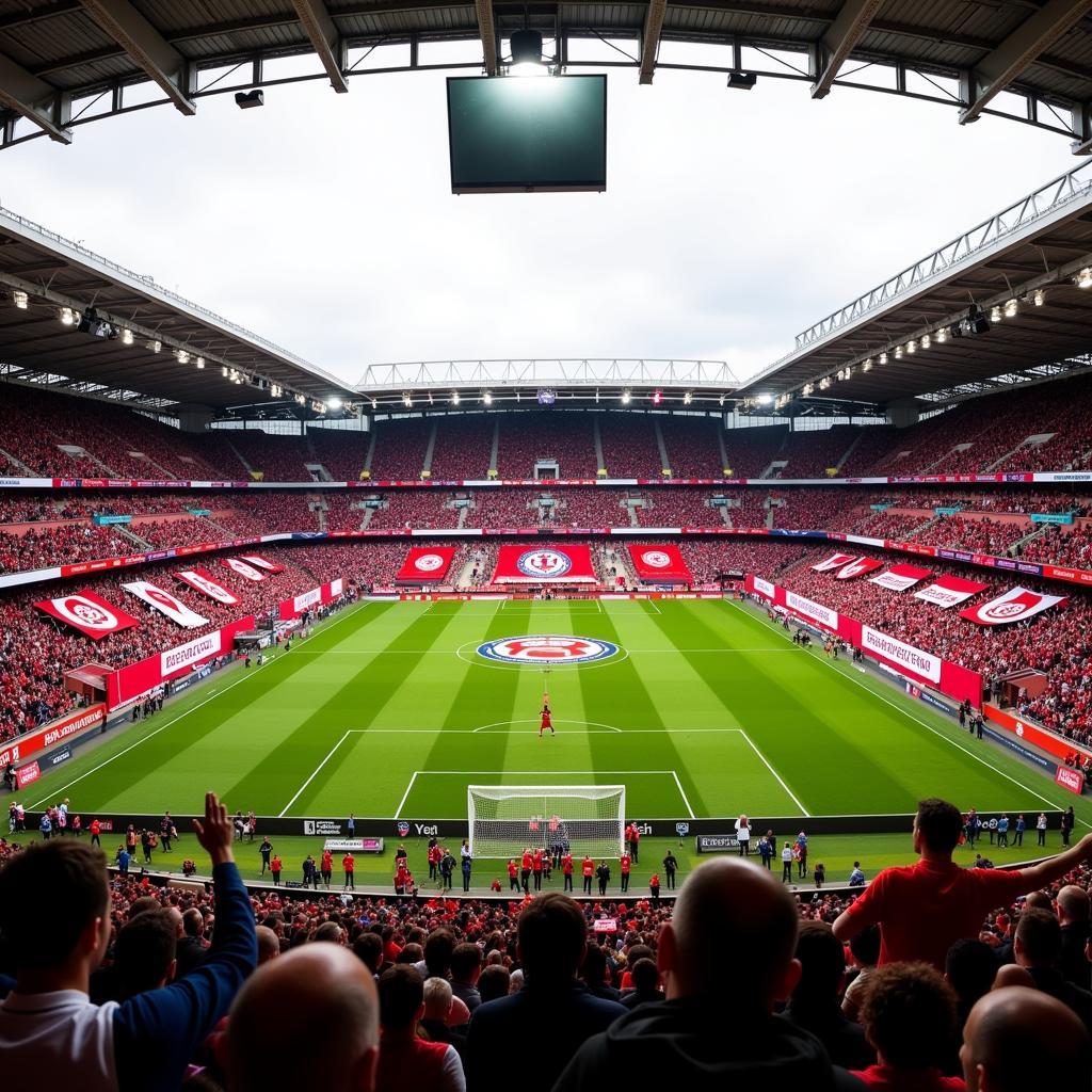 Beeindruckende Choreo der Leverkusen Fans auf der Nordkurve