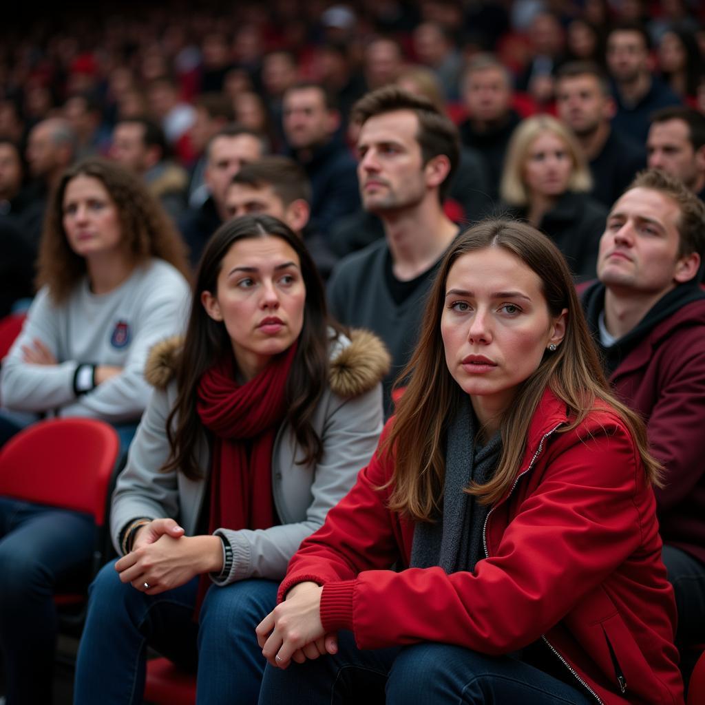 Enttäuschte Gesichter bei den Leverkusen-Fans