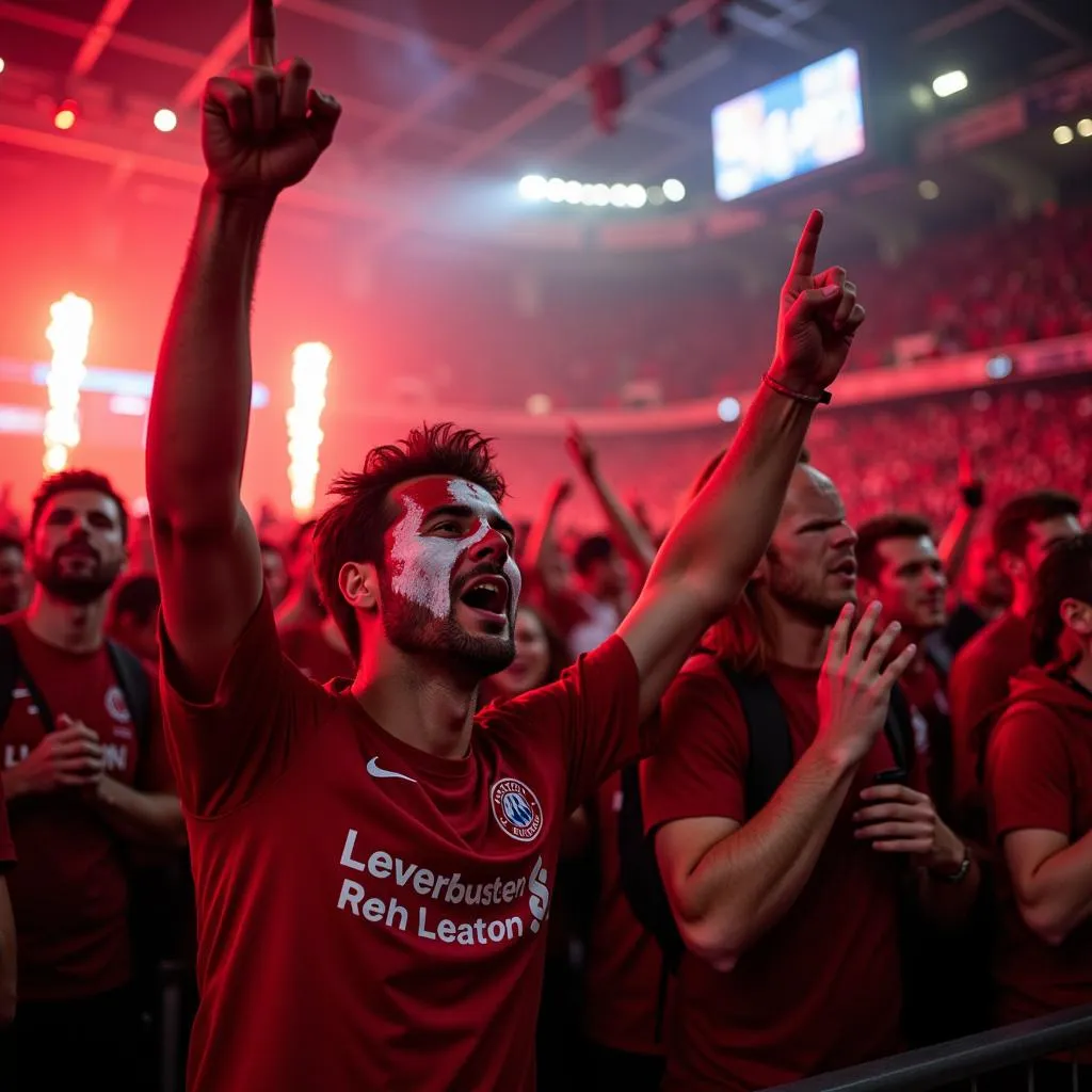 Jubelnde Leverkusen Fans