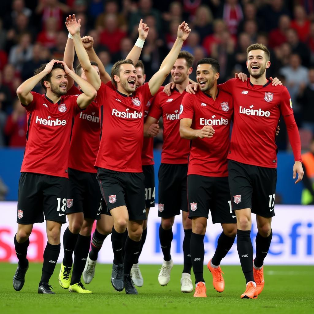 Leverkusen Fans feiern Tor