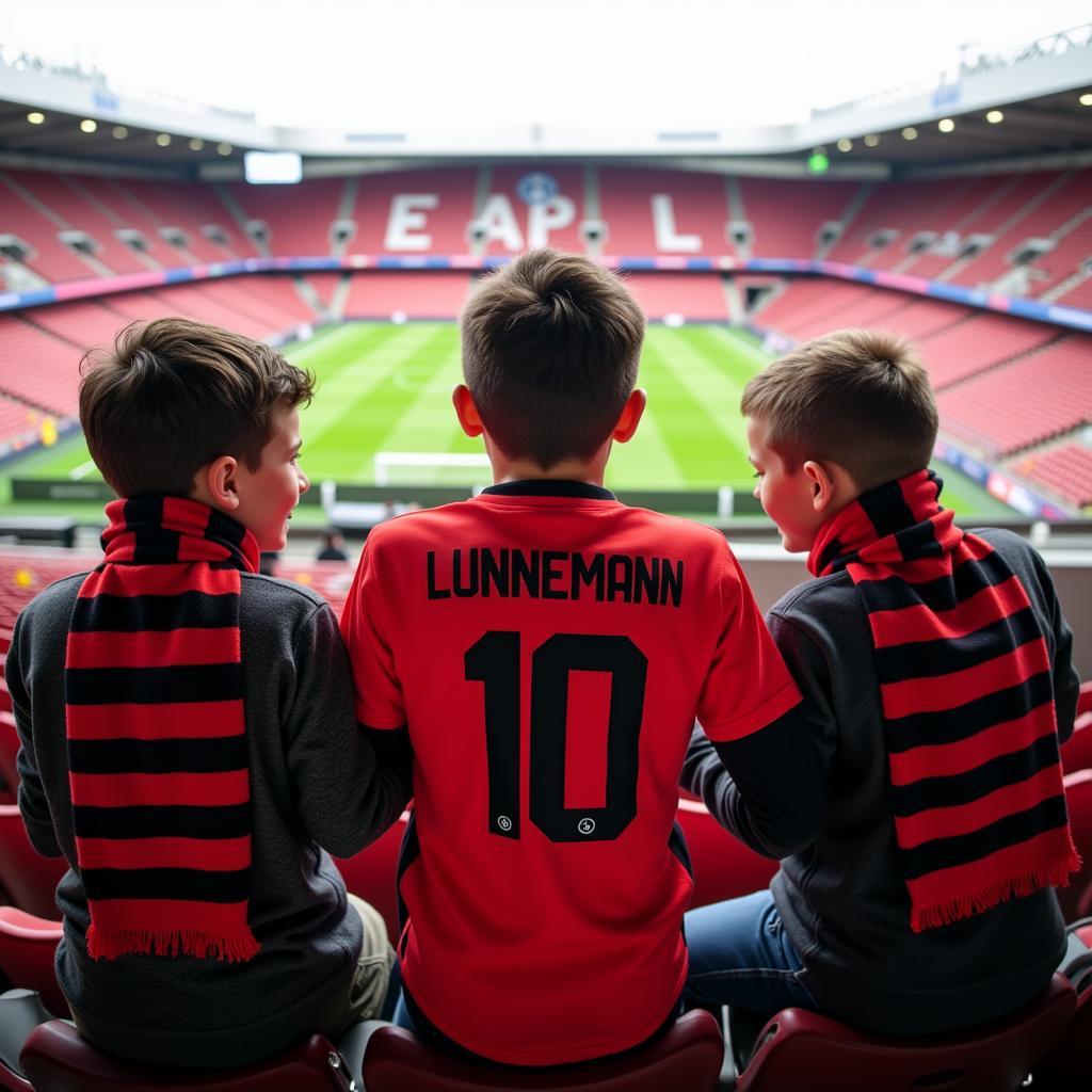 Leverkusen Fans mit Lünnemann Trikot