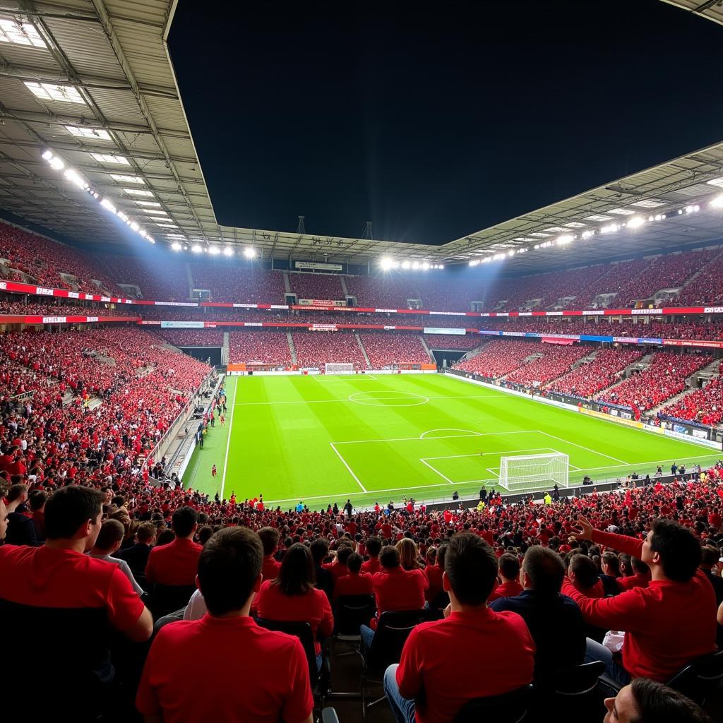 Fans von Bayer 04 Leverkusen im Stadion