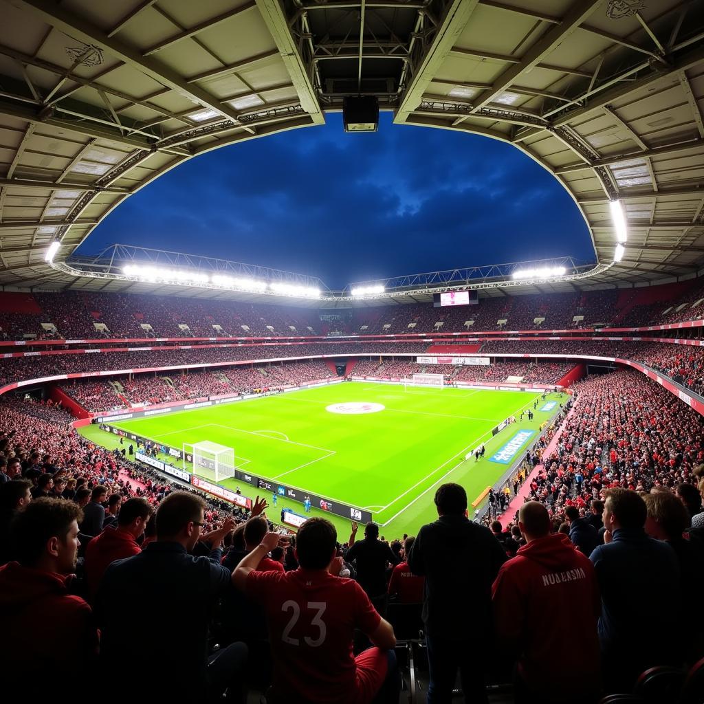 Fans von Bayer Leverkusen im Stadion