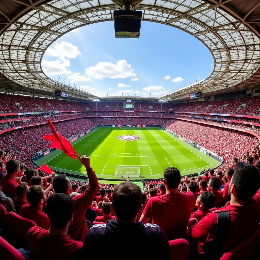 Fans von Bayer Leverkusen im Stadion