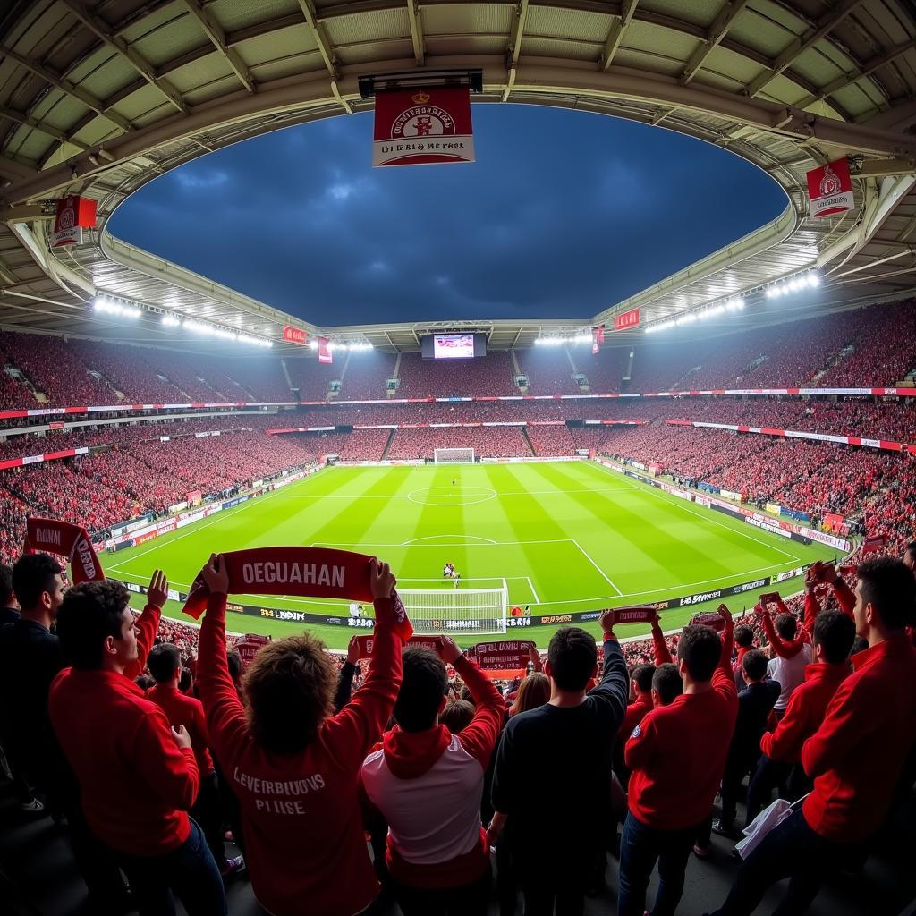 Leverkusen Fortuna Fans jubeln im Stadion