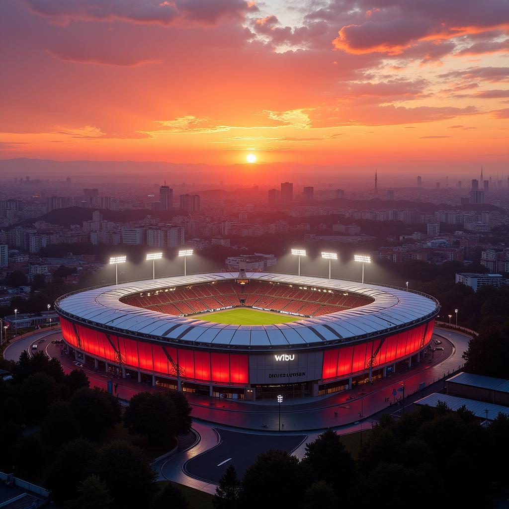 Das Fußballstadion BayArena in Leverkusen