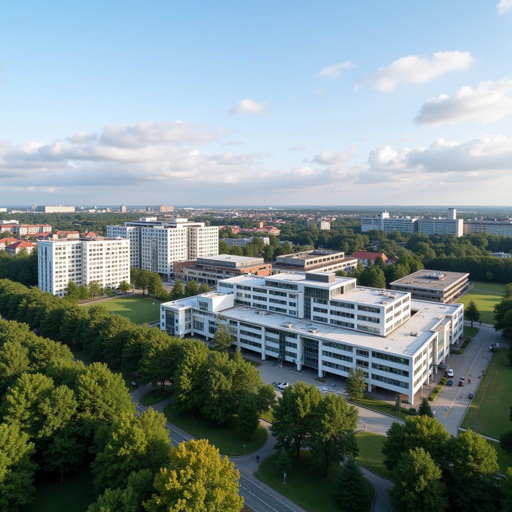 Modernes Klinikgebäude in Leverkusen