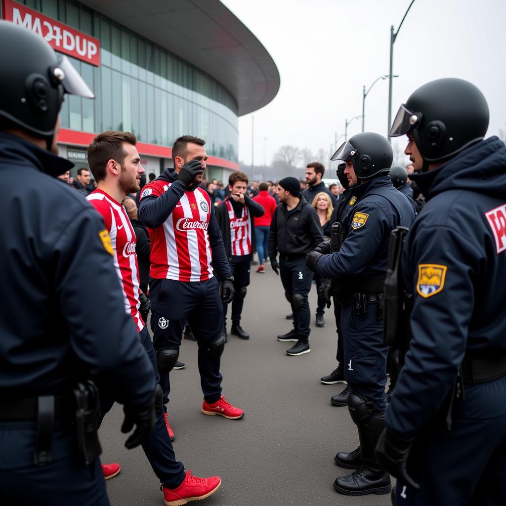 Konfrontation der Fans beim Leverkusen-Köln-Spiel