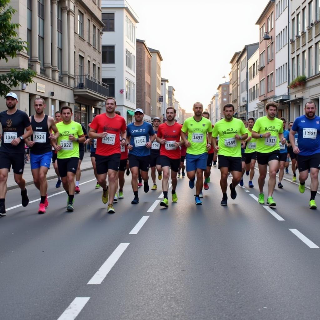 Teilnehmer des 4.3.18 Leverkusen Lauf auf der Strecke