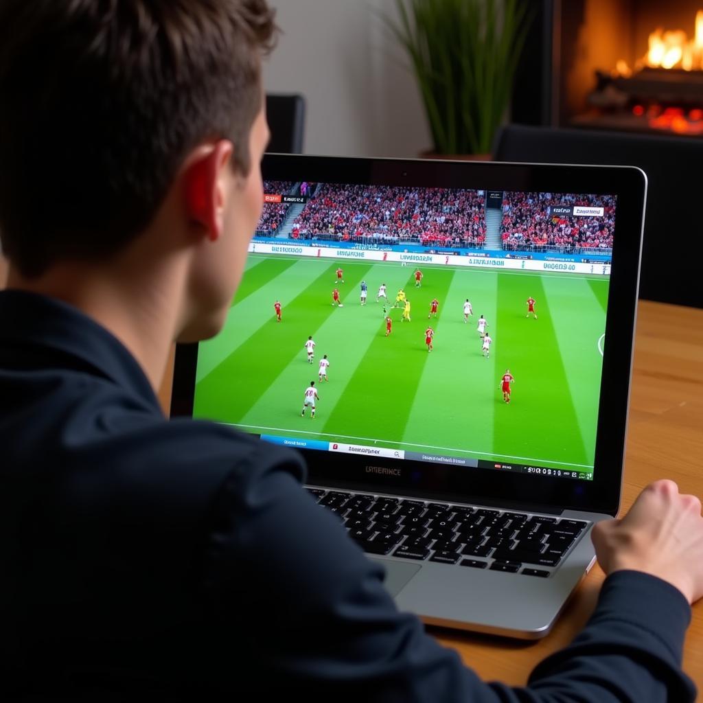 Live Stream Lautern gegen Leverkusen auf dem Laptop