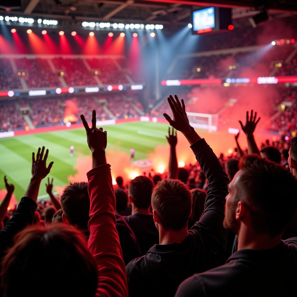 Fans im Stadion beim Spiel Leverkusen gegen RB Leipzig