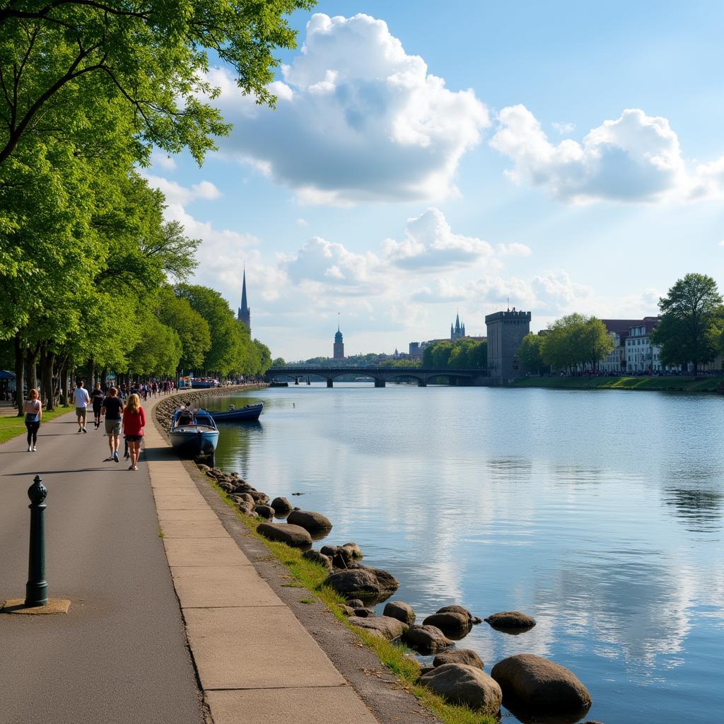 Leverkusen Rhein Uferpromenade