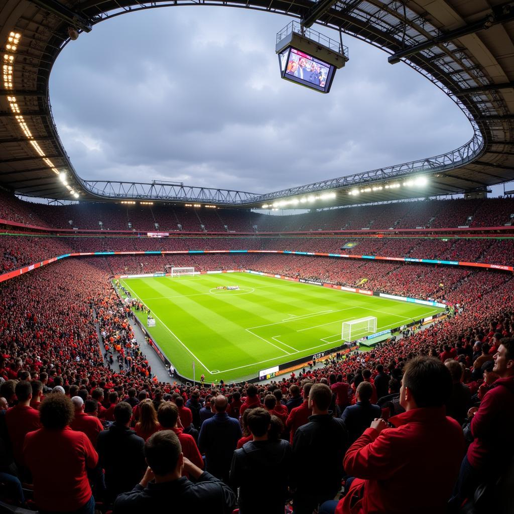 Fans im Stadion Leverkusen Rom Hinspiel