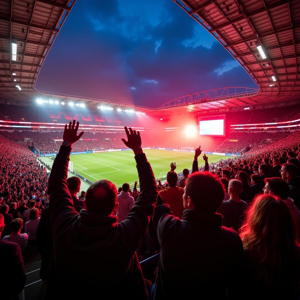 Leverkusen und Schalke Fans im Stadion