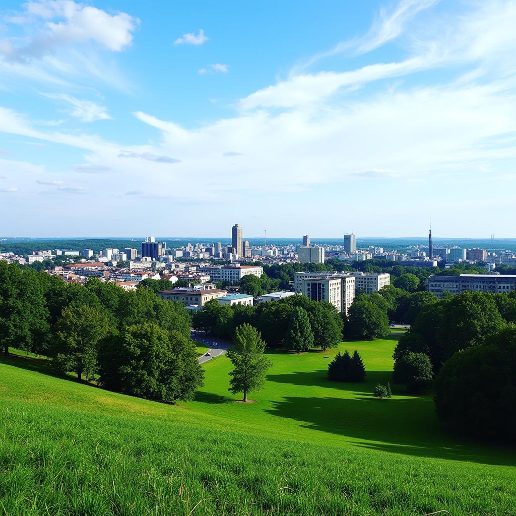 Panorama von Leverkusen an einem sonnigen Sonntag