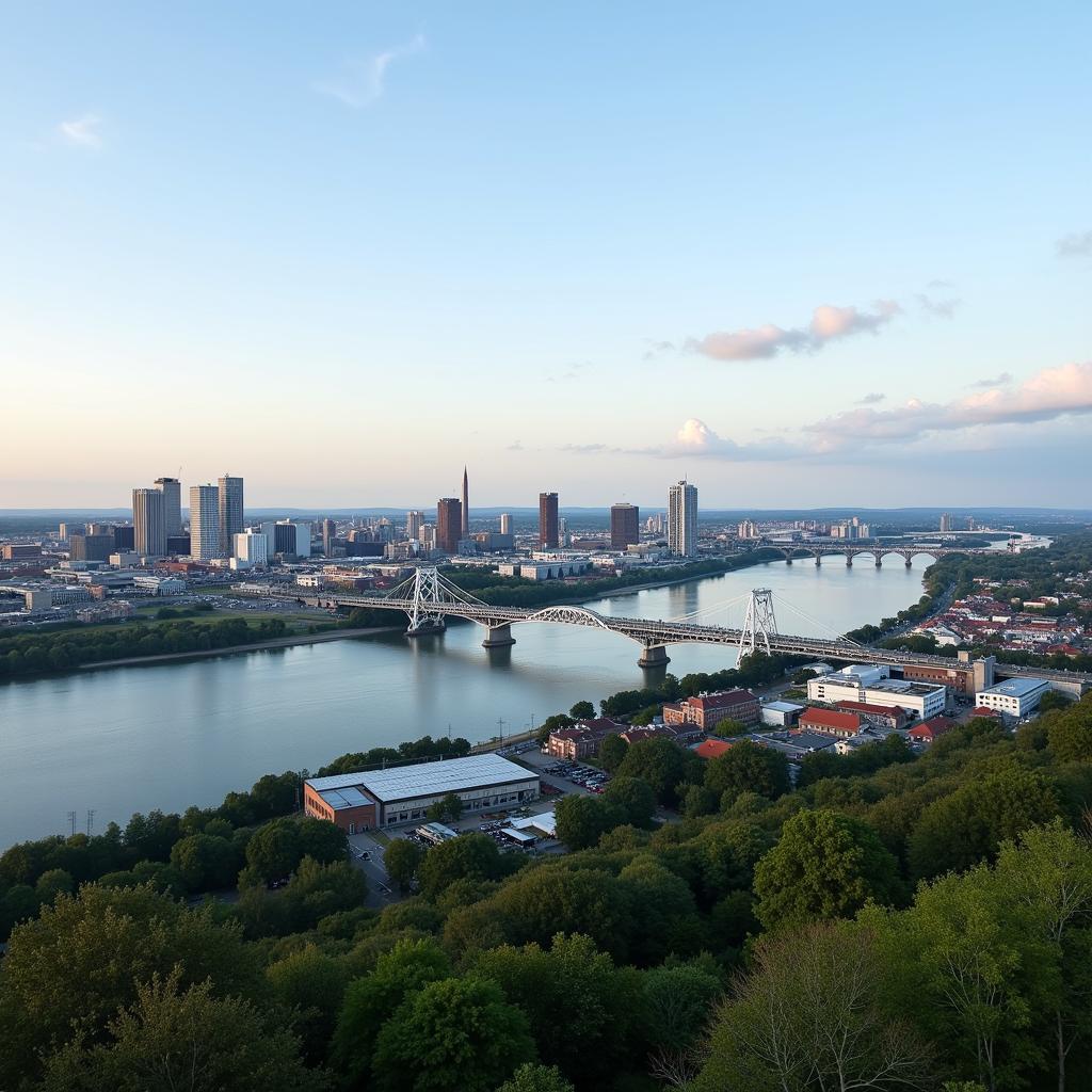 Panoramablick auf Leverkusen am Rhein