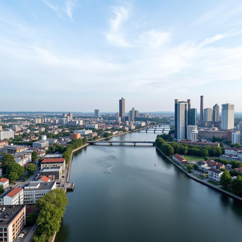 Panoramablick auf Leverkusen am Rhein