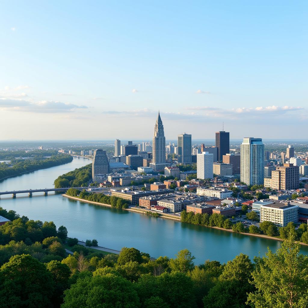 Panoramablick auf Leverkusen am Rhein