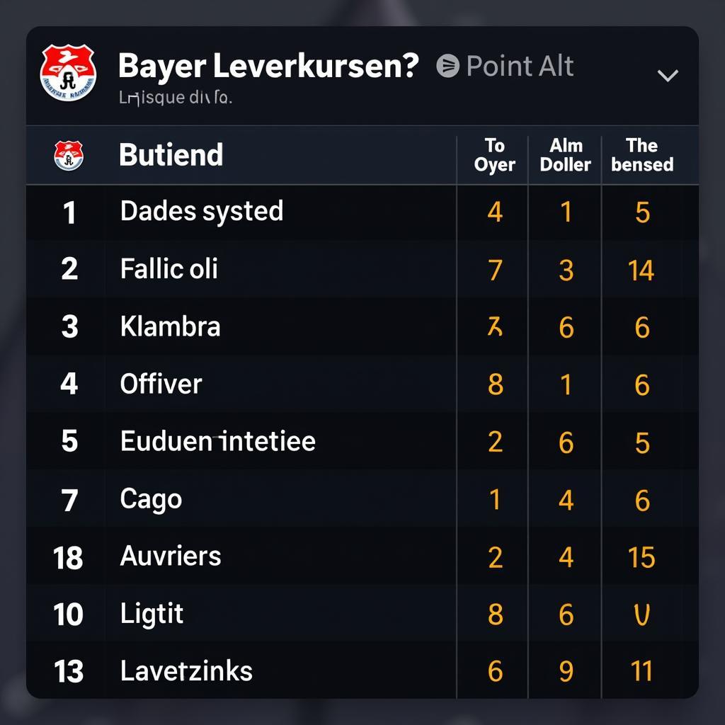 Leverkusen Tabellenplatz Bundesliga