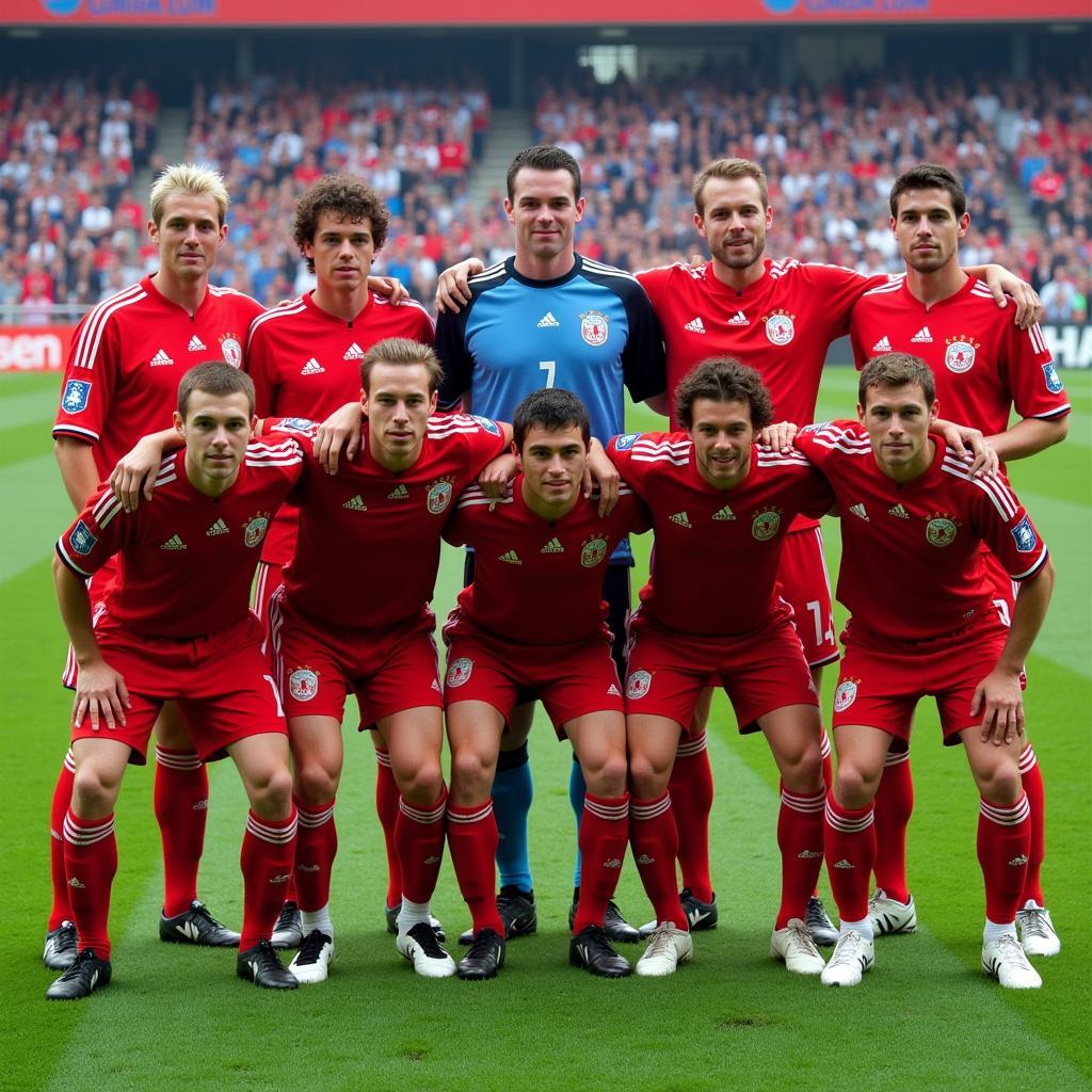 Mannschaftsfoto von Bayer Leverkusen aus der Saison 2001/2002