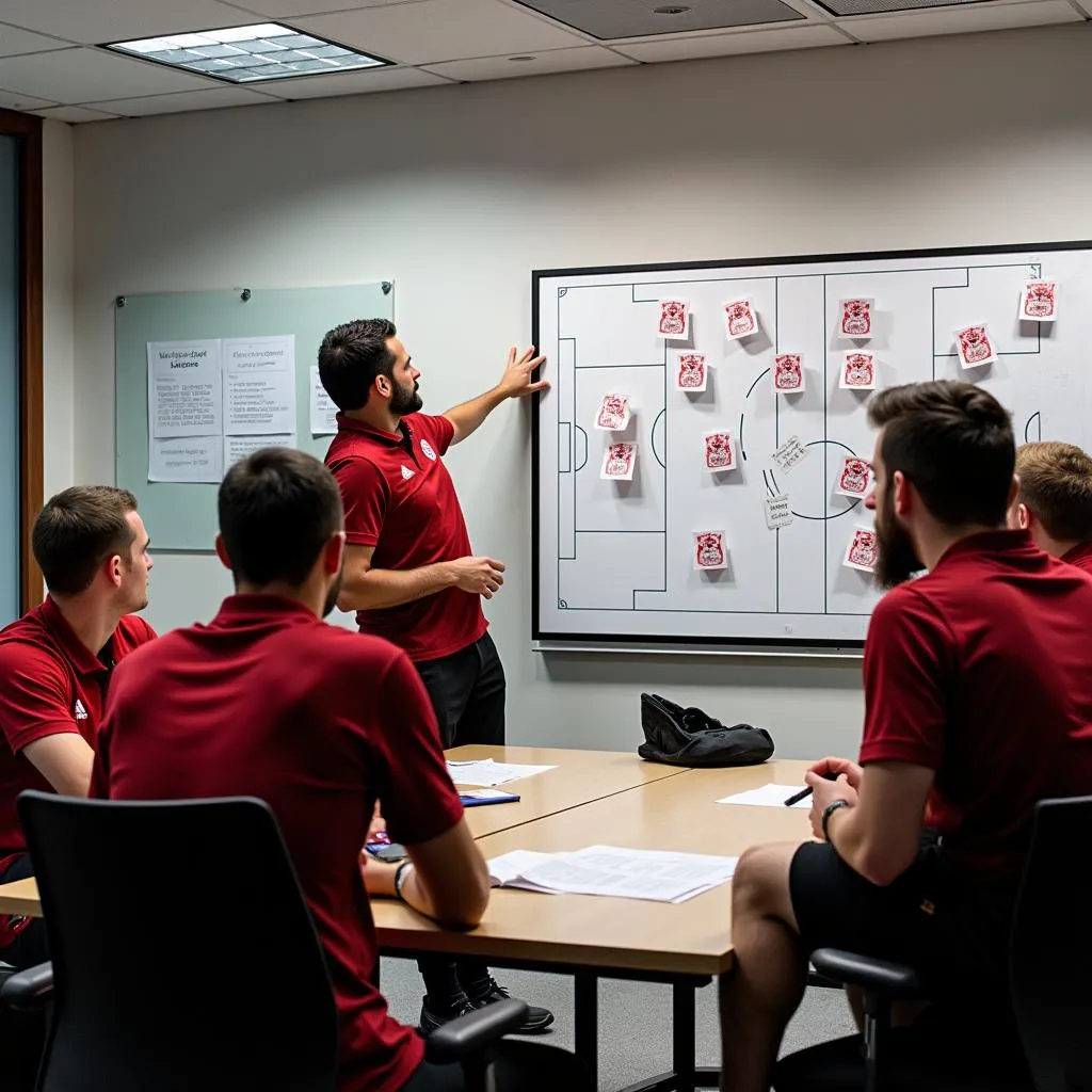 Taktikbesprechung des Leverkusen Trainers