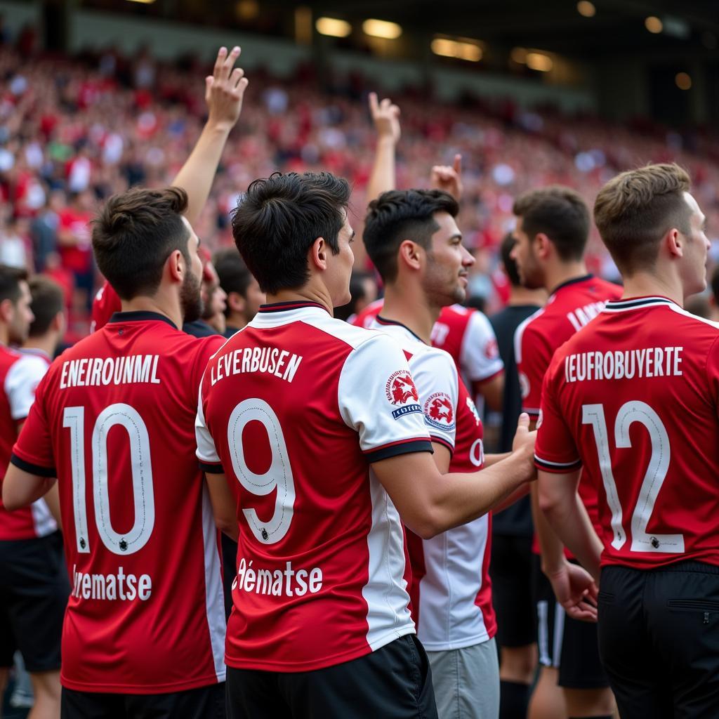 Leverkusen Trikots 21/22:  Fans zeigen ihre Unterstützung für den Verein.