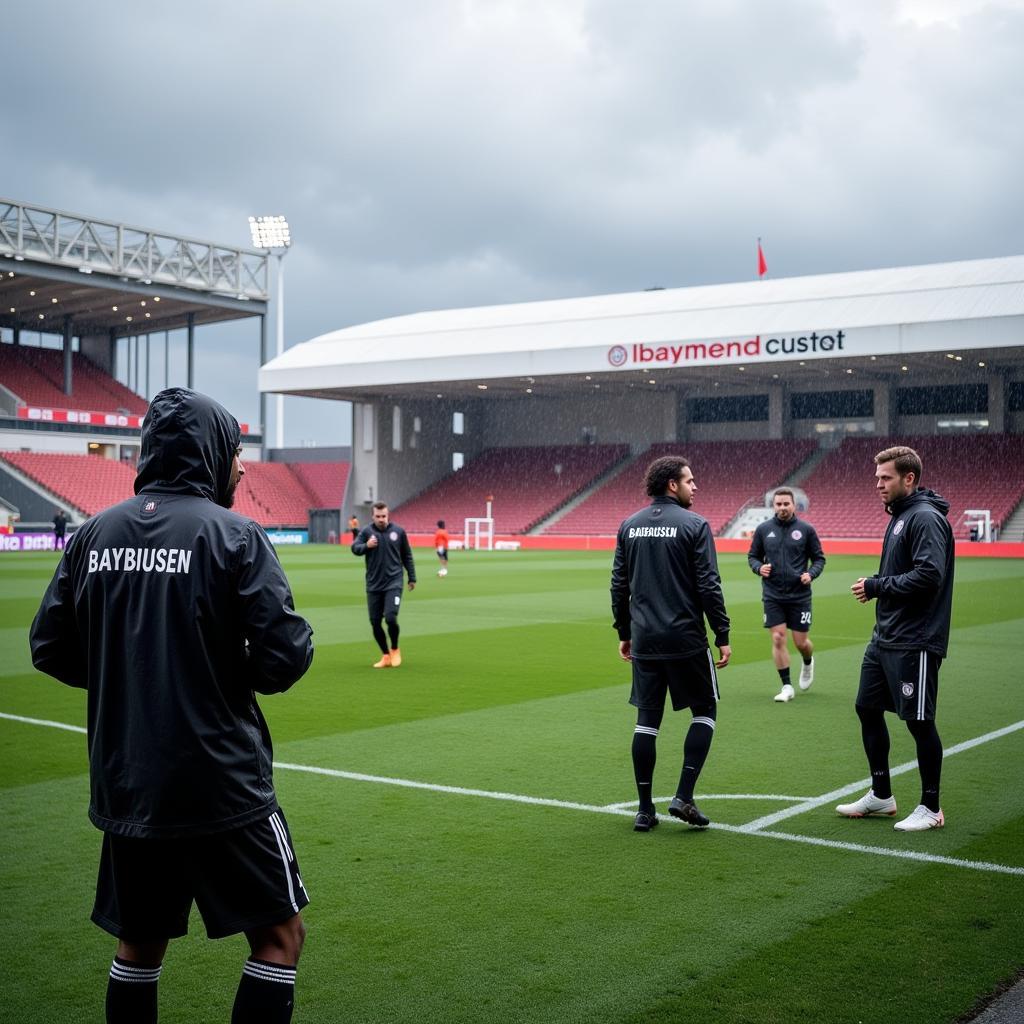 Training bei Regen in Leverkusen