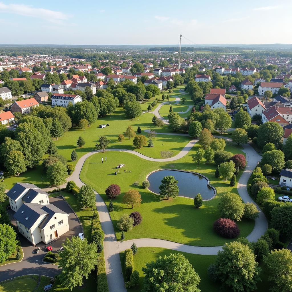 Wohnviertel in Leverkusen Wiesdorf mit Grünflächen