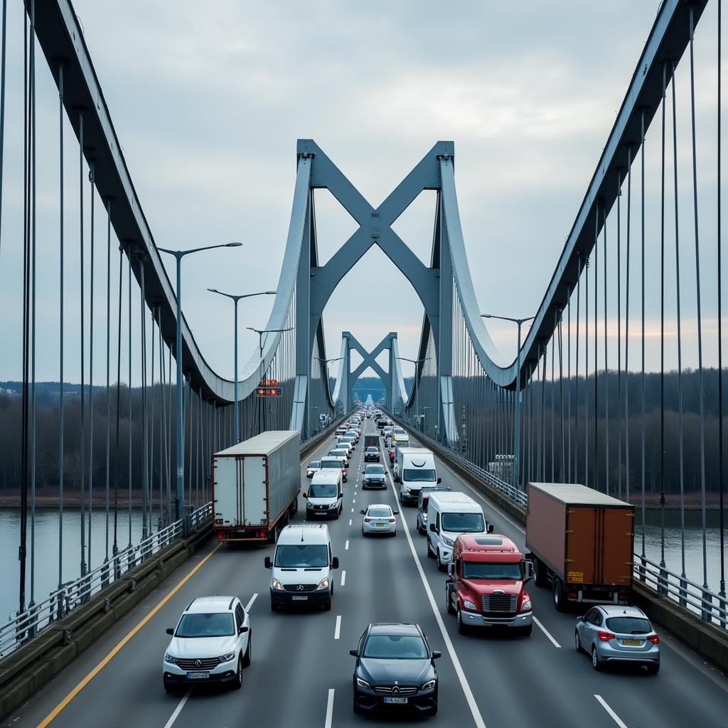 Verkehr auf der Leverkusener Brücke