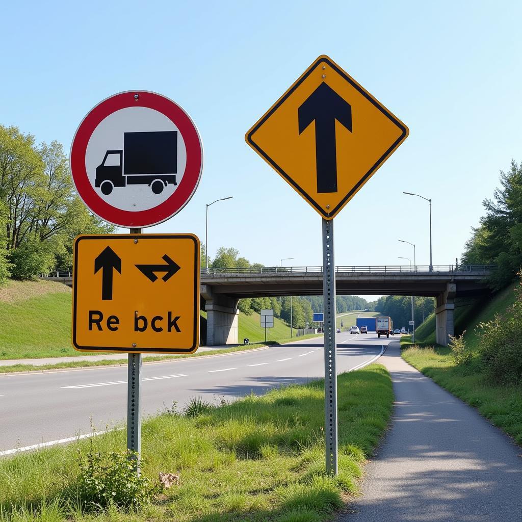 Umleitungsschild für LKWs an der Leverkusener Brücke