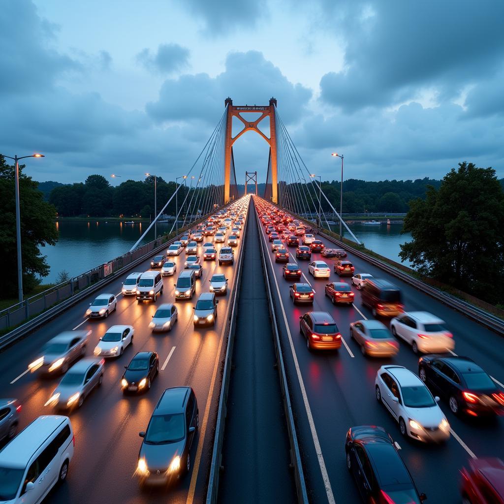 Stau auf der Leverkusener Brücke