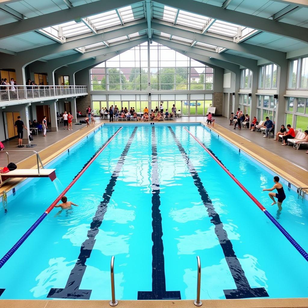 Hallenbad in Leverkusen mit Sprungturm