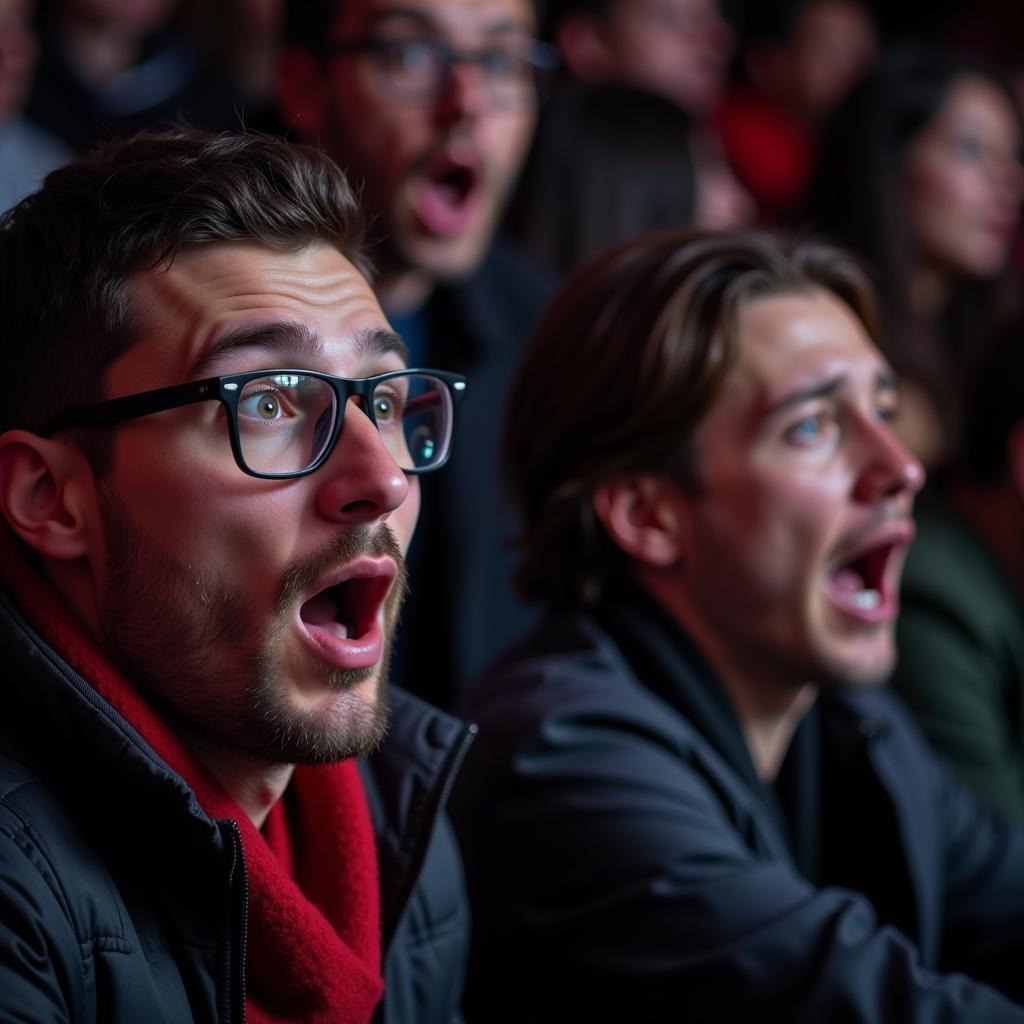 Fans verfolgen gespannt ein Spiel von Bayer Leverkusen im Fernsehen