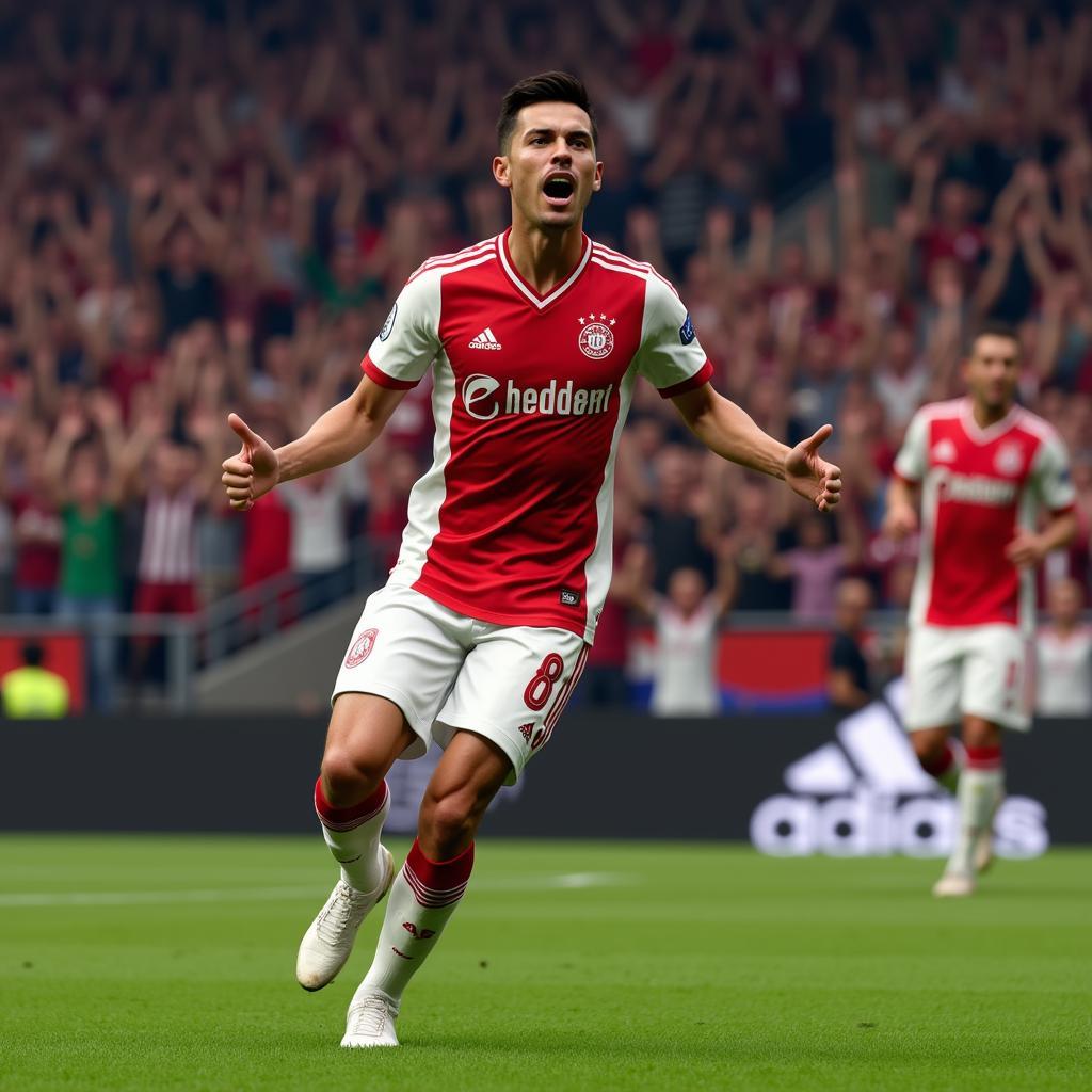 Lucas Alario jubelt nach einem Tor in PES