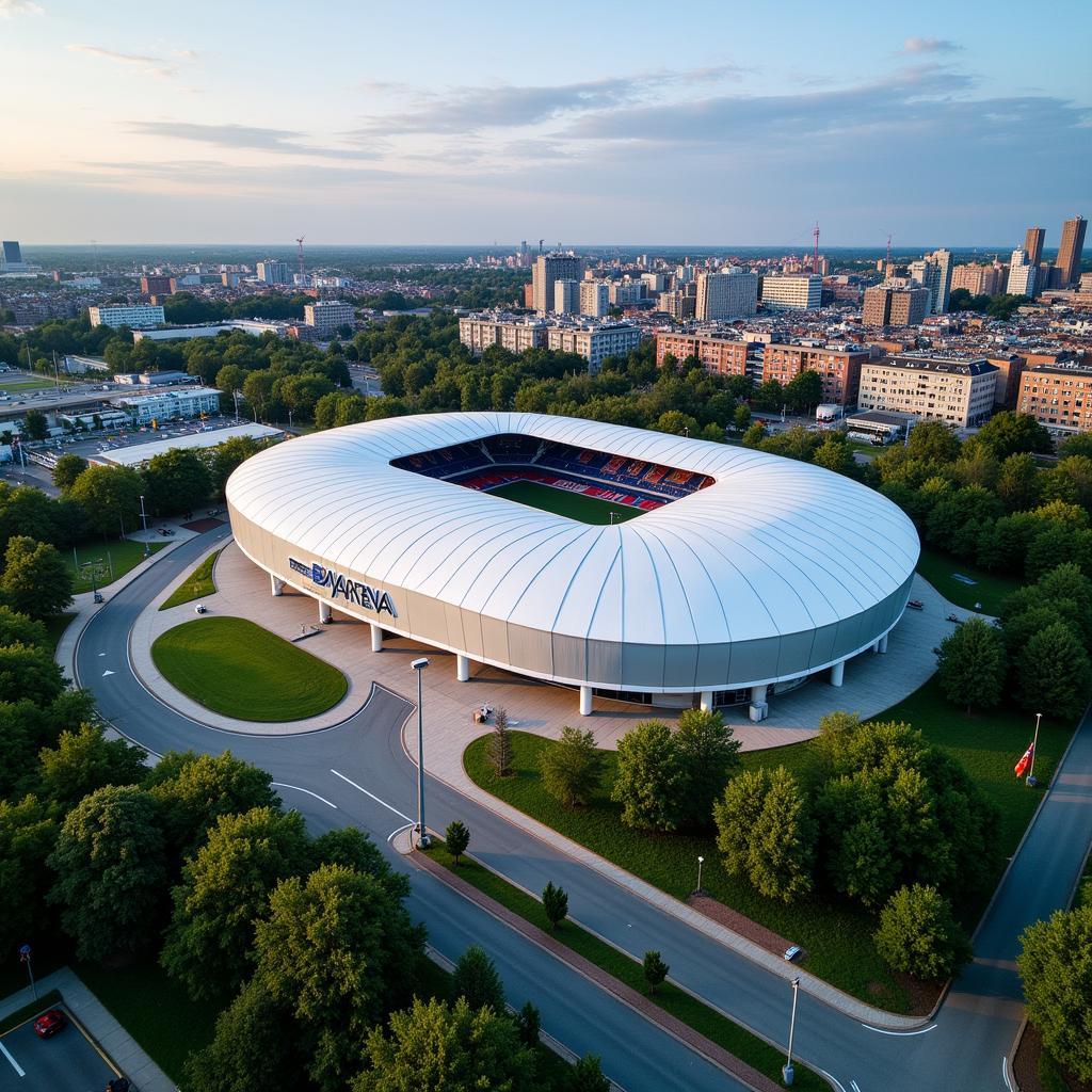 Die BayArena Leverkusen aus der Luft